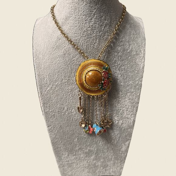 Garden Hat Pendant Necklace • Enamel Charms - Picture 2 of 9